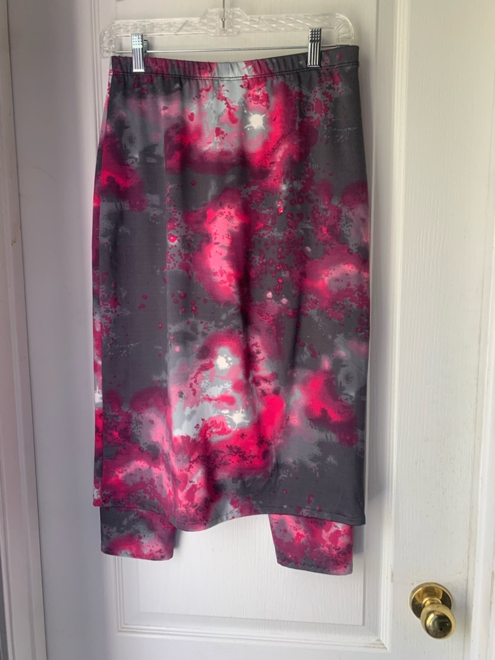 Midnight Galaxy - Abstract Pink & Gray Midi Skirt